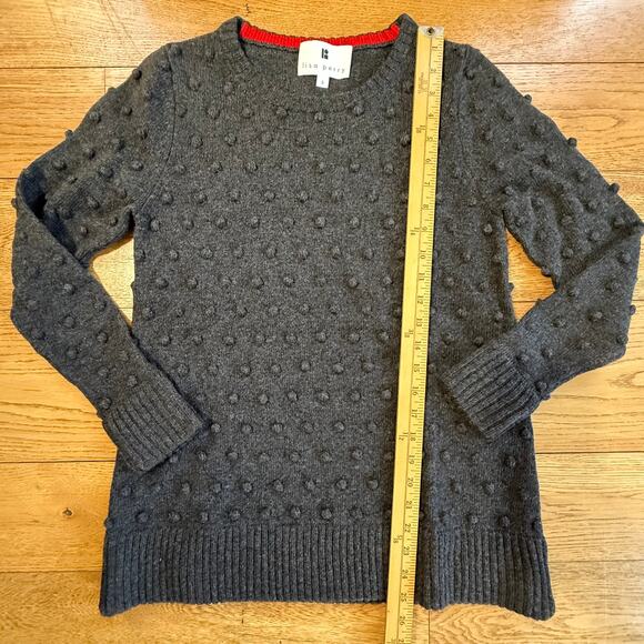 Lisa Perry Pom Pom Knit Sweater SZ S Merino Wool Cashmere Preppy Classic Cozy - Picture 7 of 8